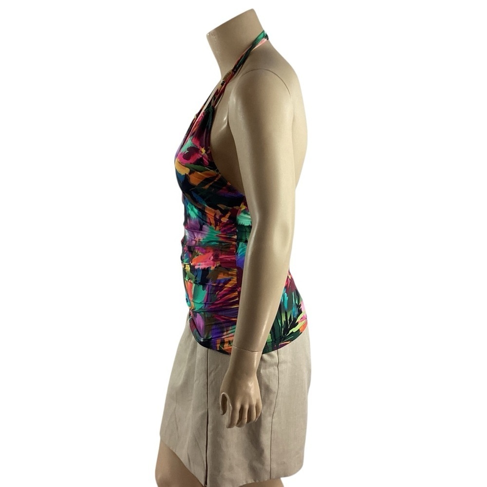 Lauren Ralph Lauren Halter Tankini Top Floral Print Ruched Multicolor 12 - Picture 4 of 6